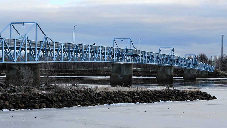 Bicycle, Bridge, Torne, River, Structure, tornio, finland, bridge - man made structure HD wallpaper