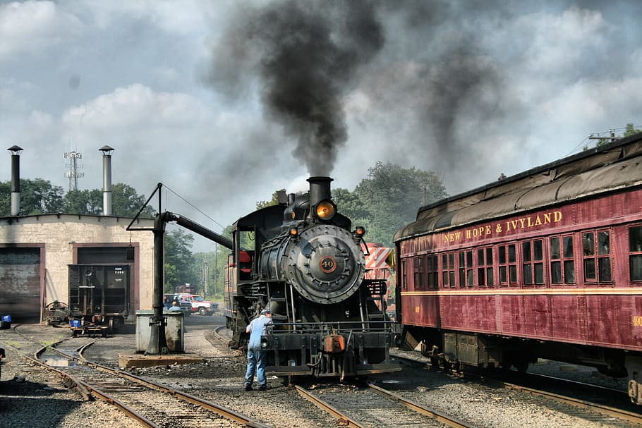 train, engine, railroad, railway, locomotive, coal, historical, HD wallpaper