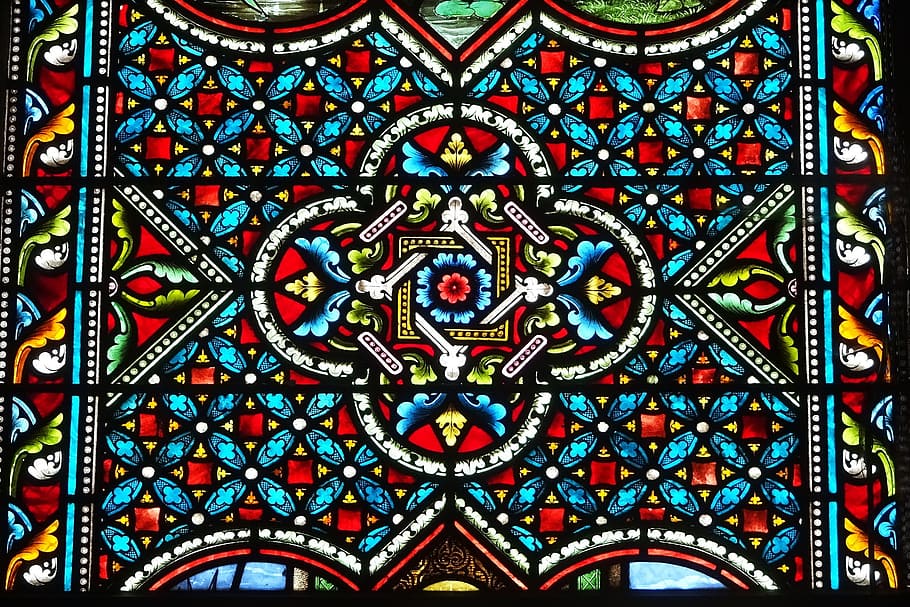 multicolored floral stained glass window, stained glass windows
