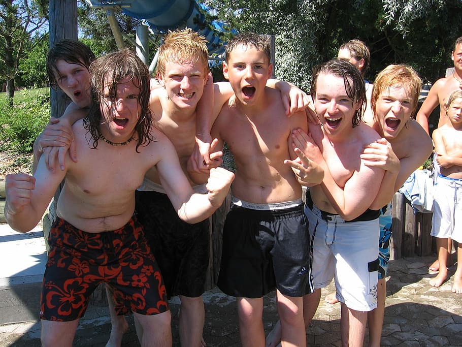 group of boys smiling near trees during daytime, Young People, HD wallpaper