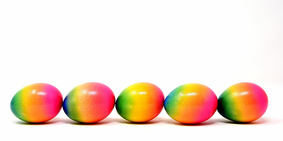 inline five green-yellow-and-pink eggs, easter, easter eggs HD wallpaper