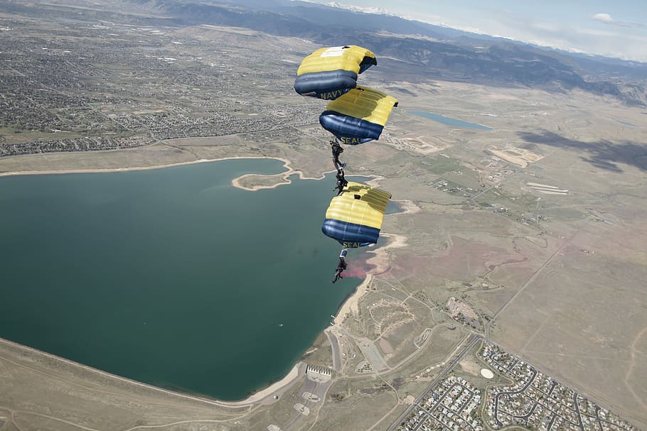 Parachute, Team, Skydiving, Parachuting, demonstration, teamwork HD wallpaper