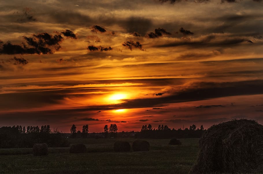 landscape, sunset, sky, evening, cloud - sky, scenics - nature HD wallpaper