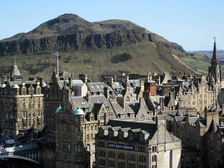 Arthur's Seat in Edinburgh, city, photos, hills, landscape, public domain