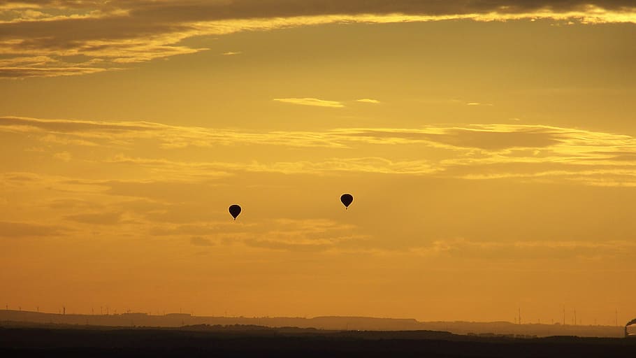 sunset, sky, abendstimmung, romance, balloon, evening sky, hot Air Balloon HD wallpaper