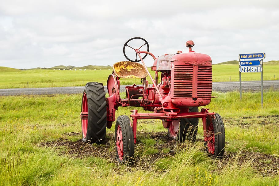 iceland, tractor, oldtimer, tractors, agriculture, farm, rural Scene HD wallpaper