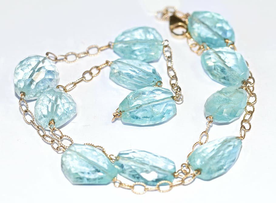 jeweled pendant, aquamarine, necklace, precious, jewelry, blue, HD wallpaper