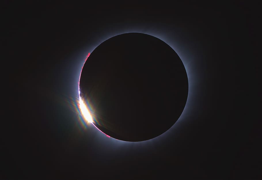 Lunar Eclipse, total lunar eclipse, sun glare, moon, space, astronomy, HD wallpaper