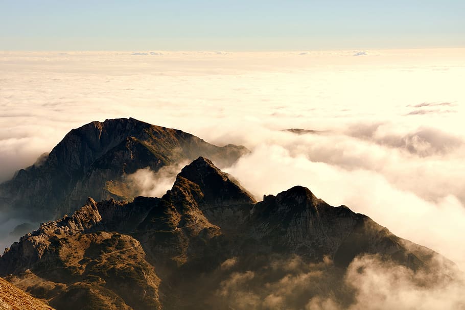 mountains, clouds, sky, landscape, tops, italy, carega, beauty in nature HD wallpaper