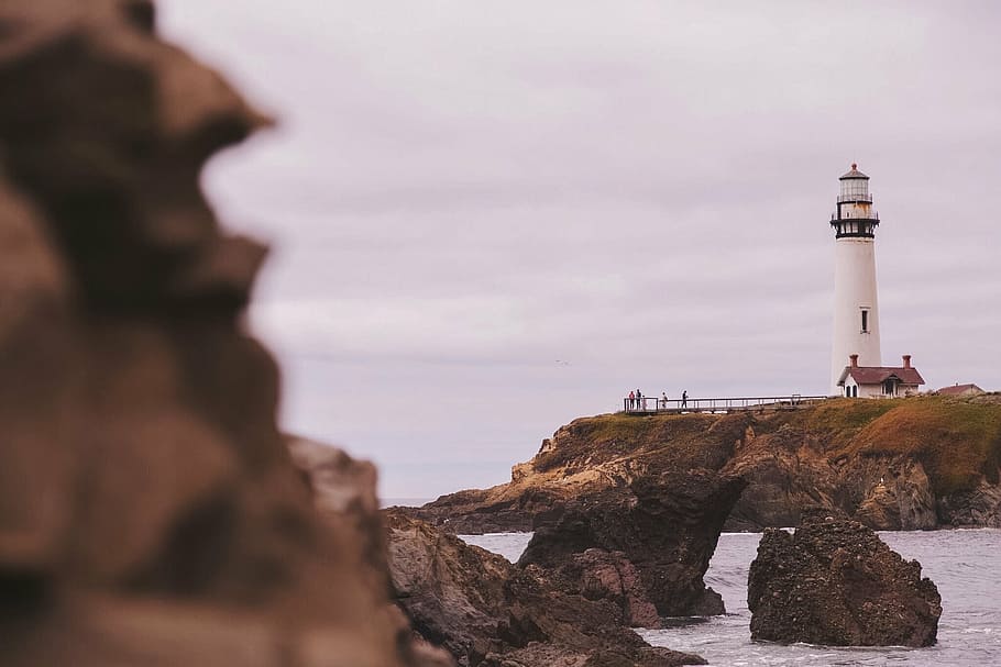 photo of white lighthouse, navigation, sea, ocean, nautical HD wallpaper