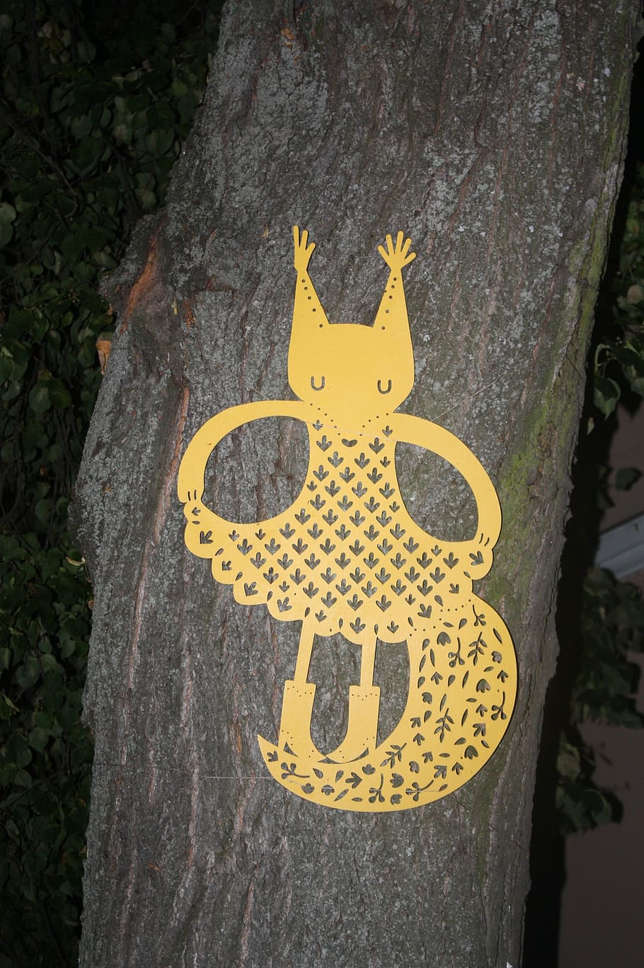 fox, tree, animal, nature, design, decoration, squirrel, ornament HD wallpaper