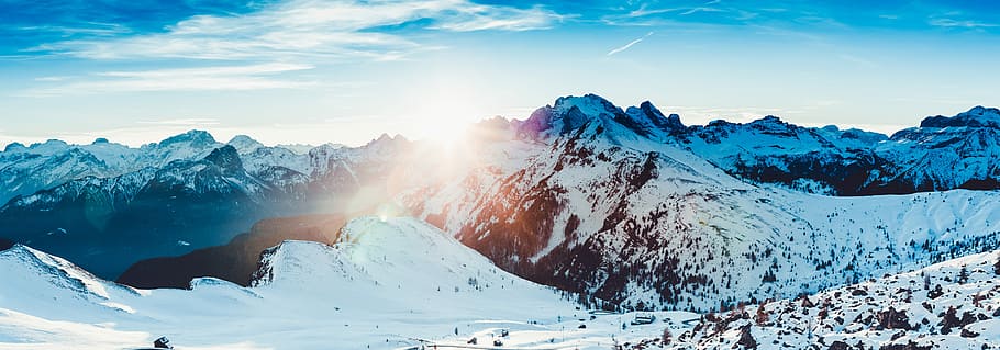 snow-covered mountain during daytime, snow covered mountain, panoramic HD wallpaper