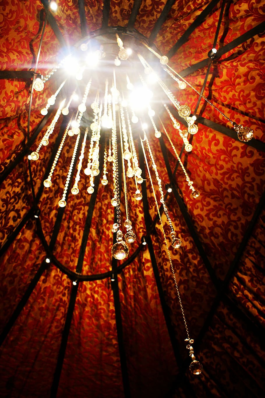 chandelier, light, lamp, mica, crystal chandelier, glass, pin light, HD wallpaper