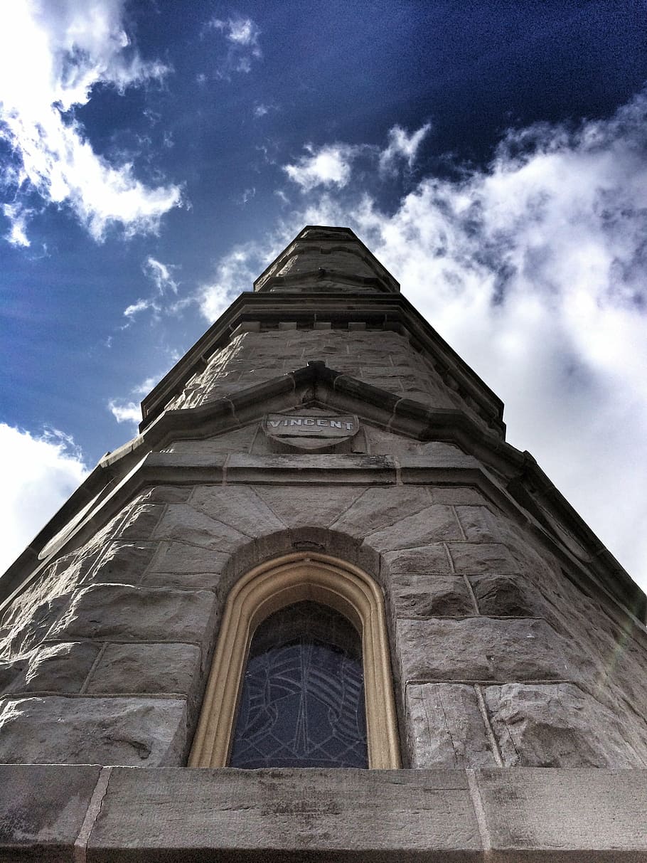 battlefield monument, window, sky, clouds, stone, perspective, HD wallpaper
