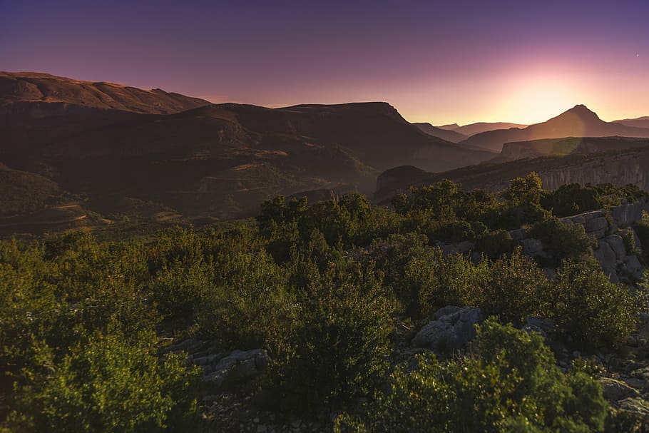 forest aerial photography, sunset, verdon, mountain, provence HD wallpaper