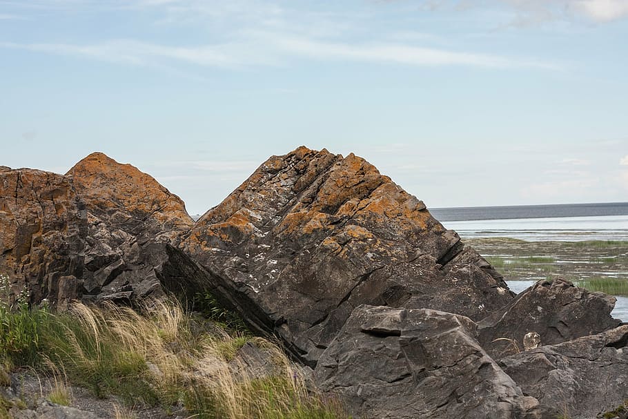 rock formation near sea, river, stone, nature, water, natural HD wallpaper