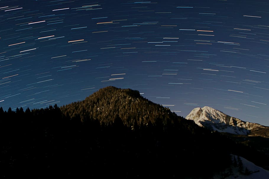 startrails, star trails, astronomy, timpanogos, stars, mountain HD wallpaper
