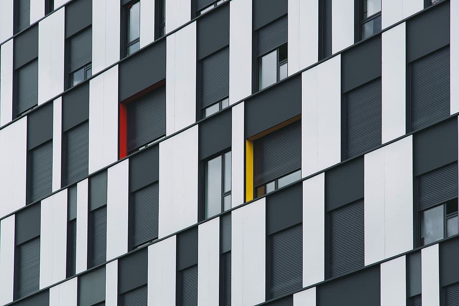 architectural photograph of glass wall building, high rise building HD wallpaper