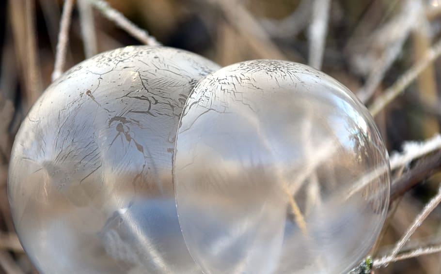 Soap Bubble, Balls, Background, winter, cold, frost, frosted soap bubble HD wallpaper