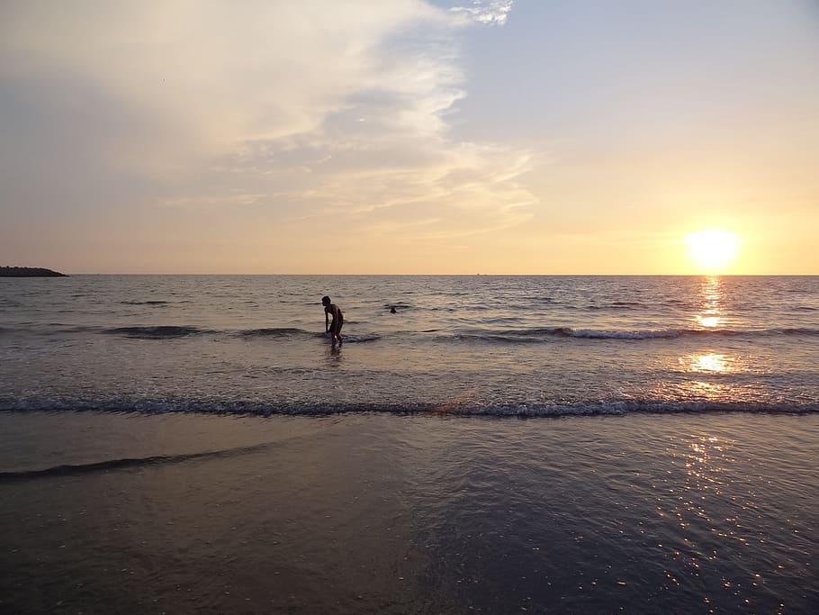 Beach, Sea, Ocean, View, Sunset, water, people, outdoors, nature HD wallpaper