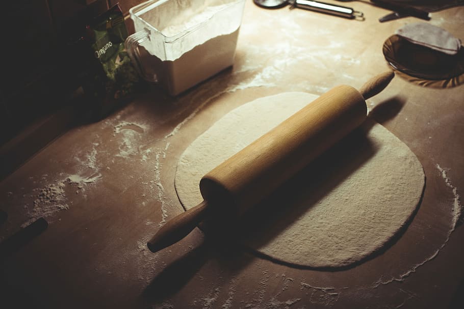 Baking #2, dough, top, rolling Pin, no People, indoors, food and drink, HD wallpaper