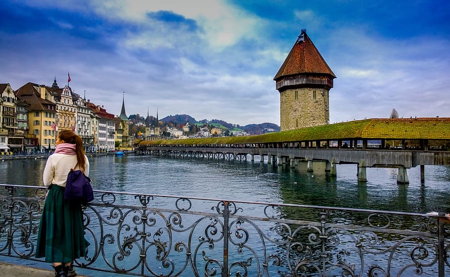 architecture, bridge, buildings, castle, church, city, daylight HD wallpaper