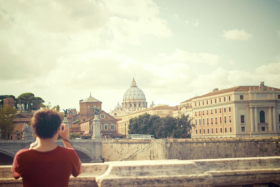 vatican, ponte sant'angelo, rome, italy, tourist, tourism, woman, HD wallpaper