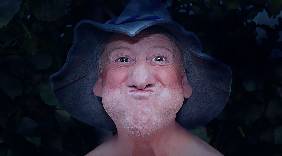 caricature, comic, face, hat, portrait, human, male, forest males HD wallpaper
