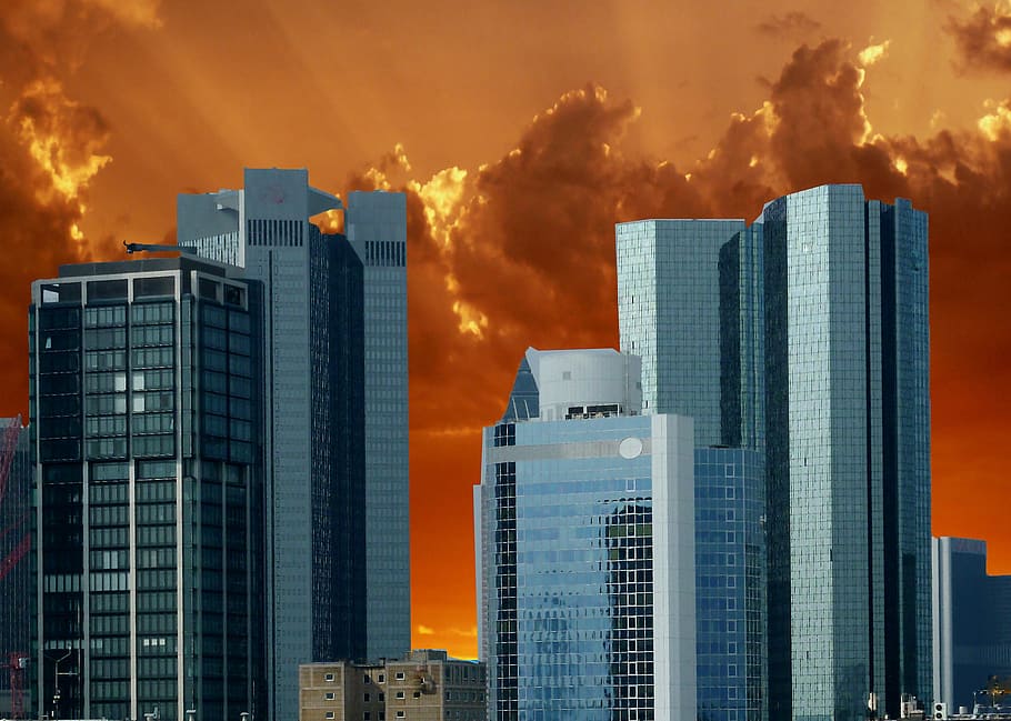 skyline, skyscrapers, architecture, frankfurt, building, illuminated HD wallpaper
