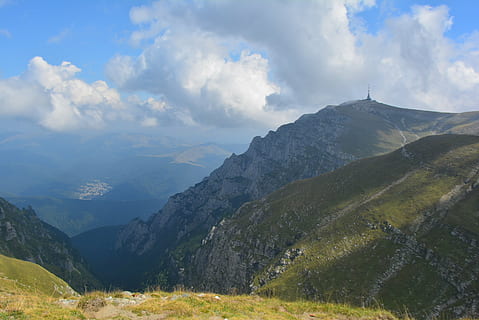 relaxing, trip, bucegi, romania, mountain range, cloud - sky HD wallpaper