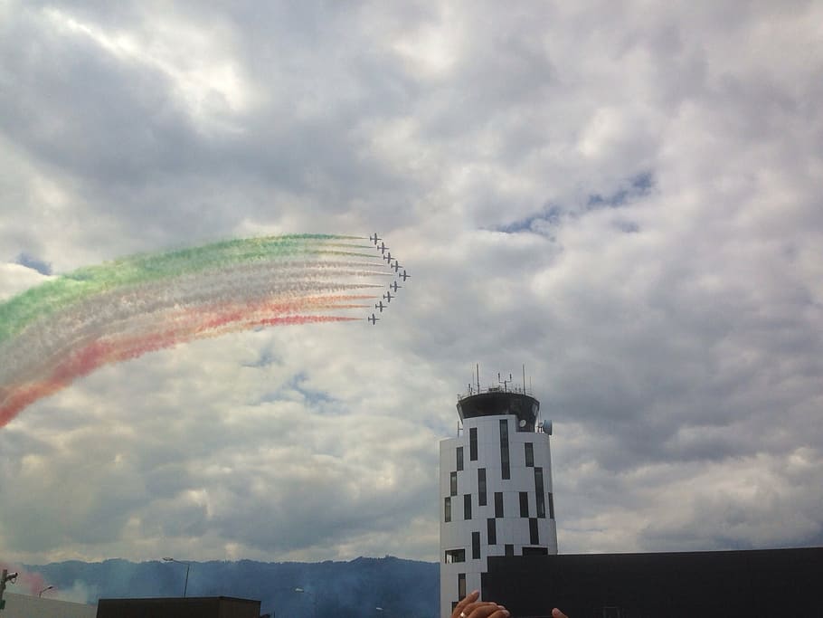 airpower, sky, jet, cloud - sky, building exterior, architecture HD wallpaper