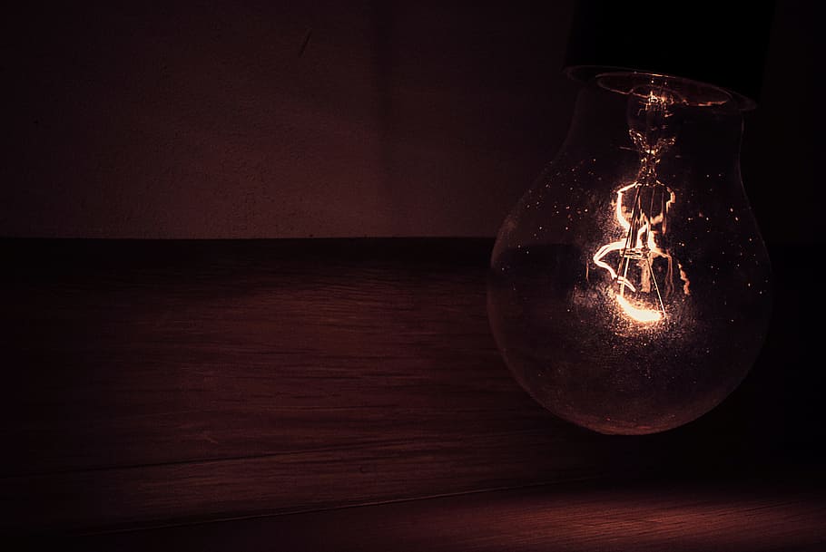 light, dark, light bulb, illuminated, table, single object, indoors HD wallpaper