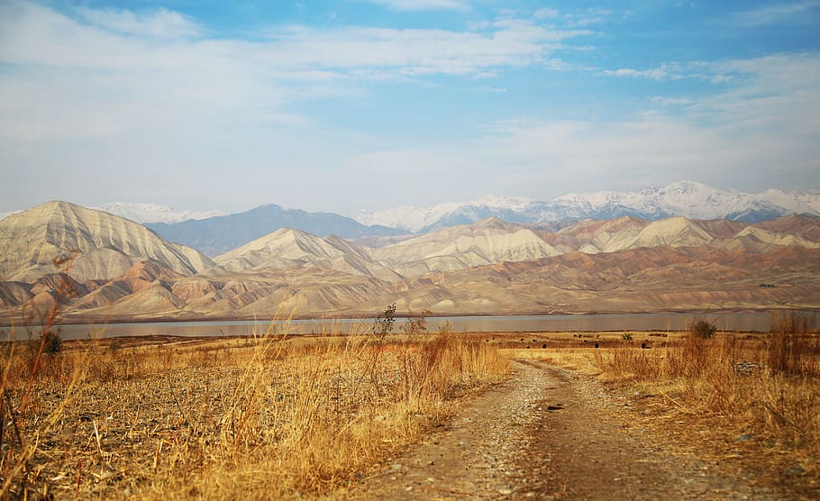 gray road near mountains during daytime photography, dry, drought HD wallpaper