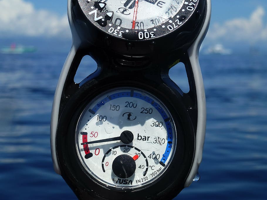 diving, finimeter, air, number, close-up, accuracy, gauge, instrument of measurement HD wallpaper