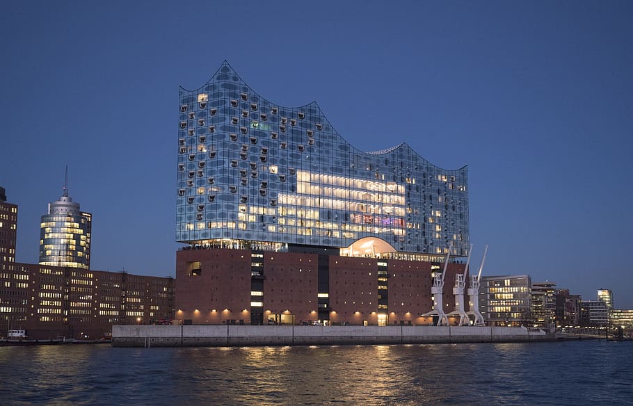 Hamburg, Germany, Harbour City, elbe philharmonic hall, music, HD wallpaper