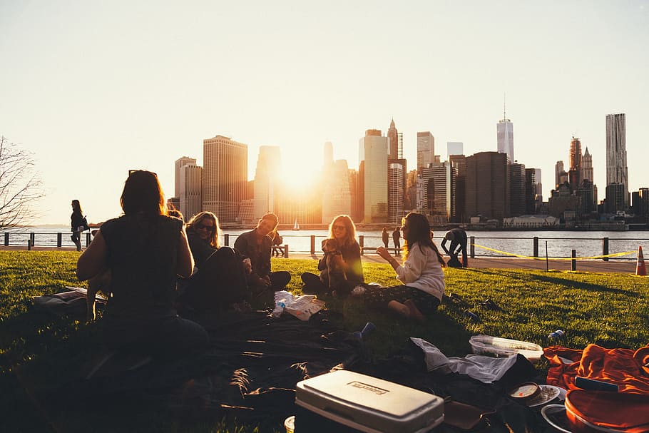 Picnic City River Sunset, people, outdoors, women, group Of People HD wallpaper