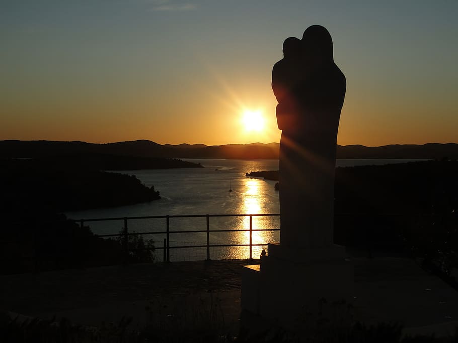 abendstimmung, sunset, mediterranean, sky, silhouette, water HD wallpaper