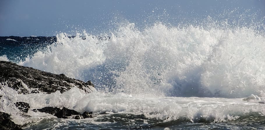 Wave, Smashing, Explosion, Sea, Beach, nature, spray, foam HD wallpaper