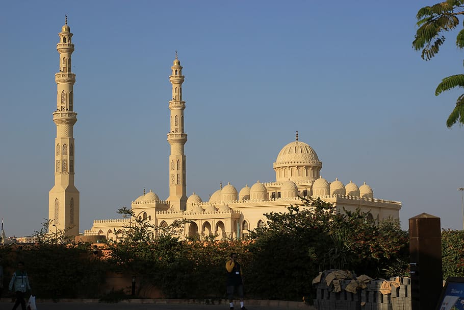 mosque, hurghada, egypt, architecture, sky, building exterior, HD wallpaper