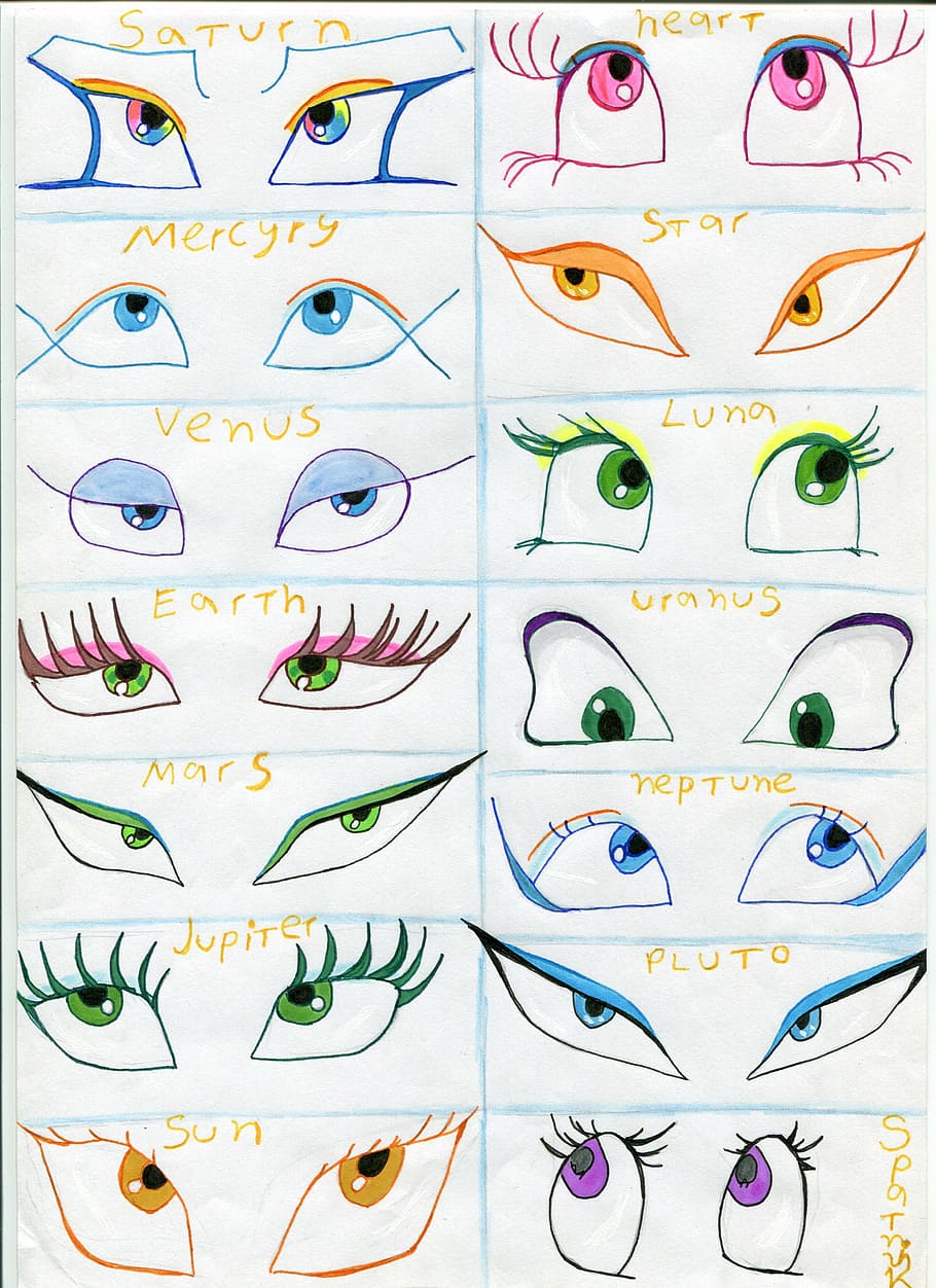eyes, looking, view, anime, animation, drawings, multi colored HD wallpaper