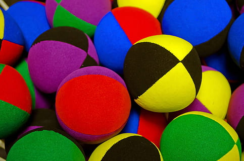assorted-color ball lot, colored, balls, fabric, stitched, juggling HD wallpaper