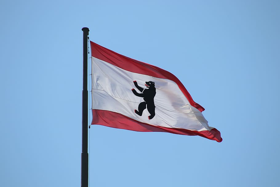 berlin, red town hall, flag, coat of arms, berlin coat of arms