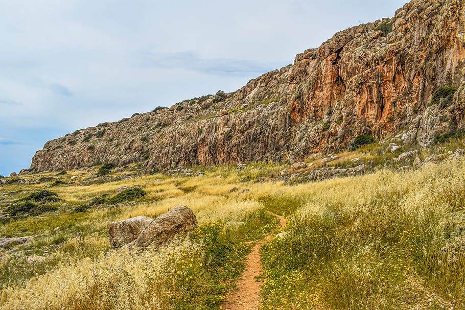 cyprus, cavo greko, path, cliff, rock, national park, geology HD wallpaper