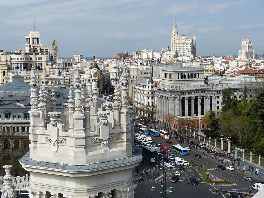 photo of gray high rise building, madrid, spain, architecture HD wallpaper
