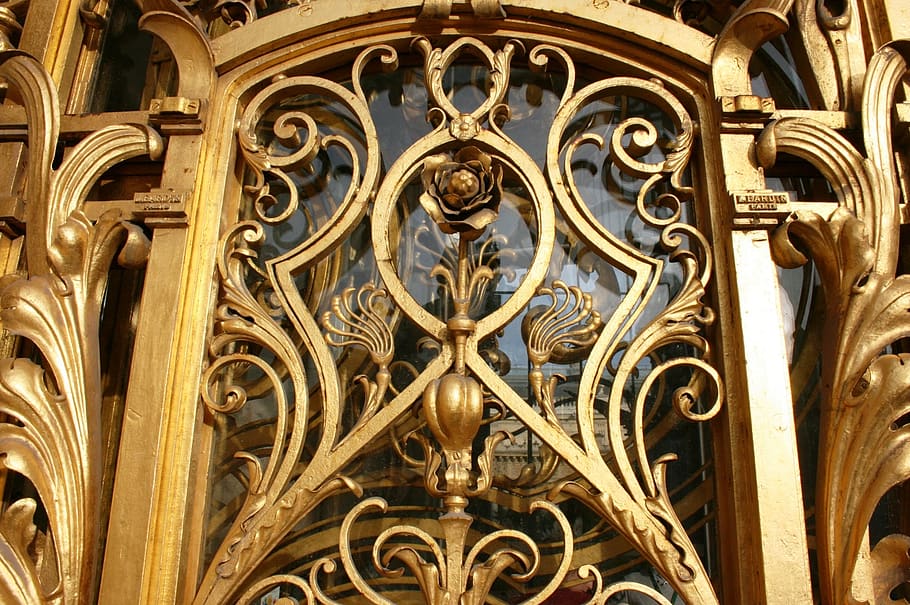 golden gate, golden flower, art nouveau, petit palais, paris, HD wallpaper