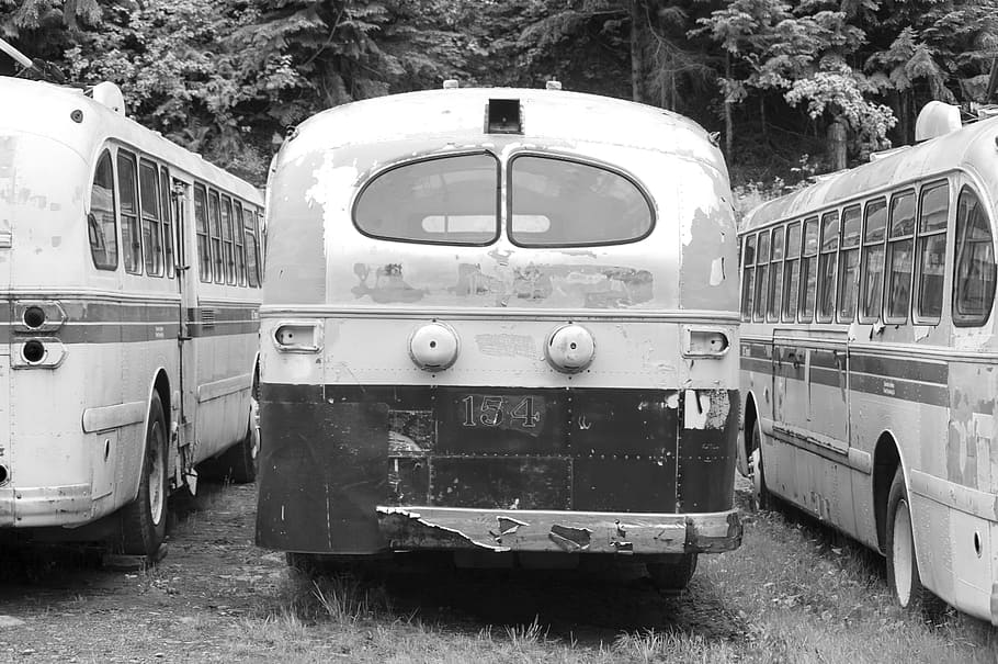 grayscale photo of classic bus, Vintage, Travel, Retro, Journey, HD wallpaper