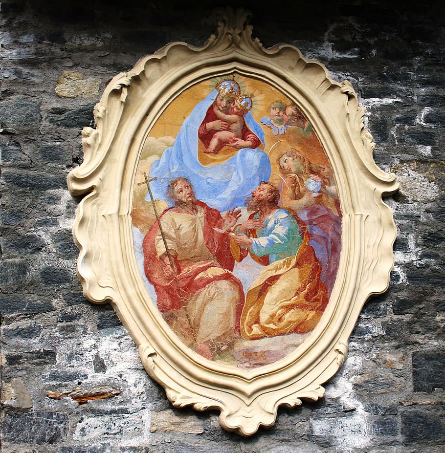 icon 1736, sacred art, outline, decorated, masonry, locarno, HD wallpaper