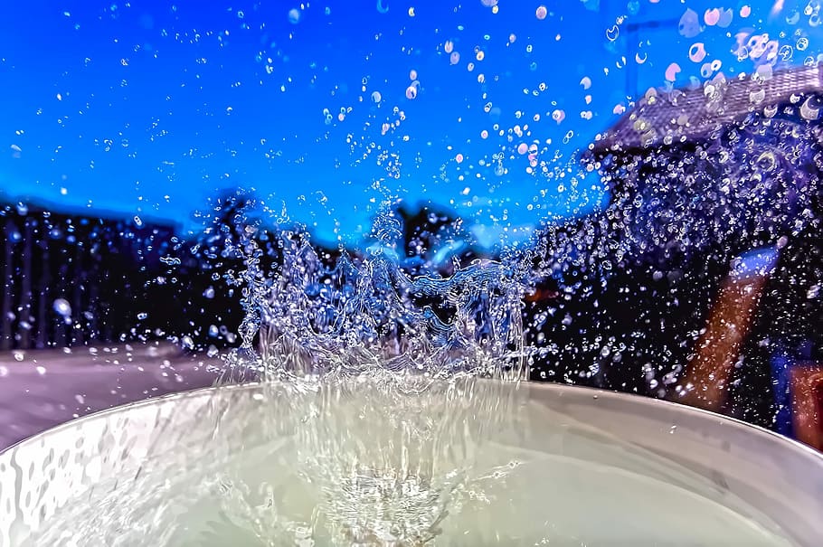 Water, Blue, Blue Sky, Splash, Fast, Shutter, fast shutter HD wallpaper