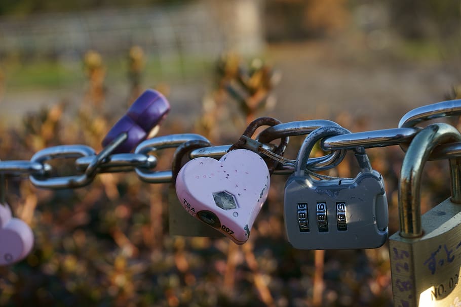 promise, chain, love, padlock, rust, heart, eternal love, a symbol of love, HD wallpaper