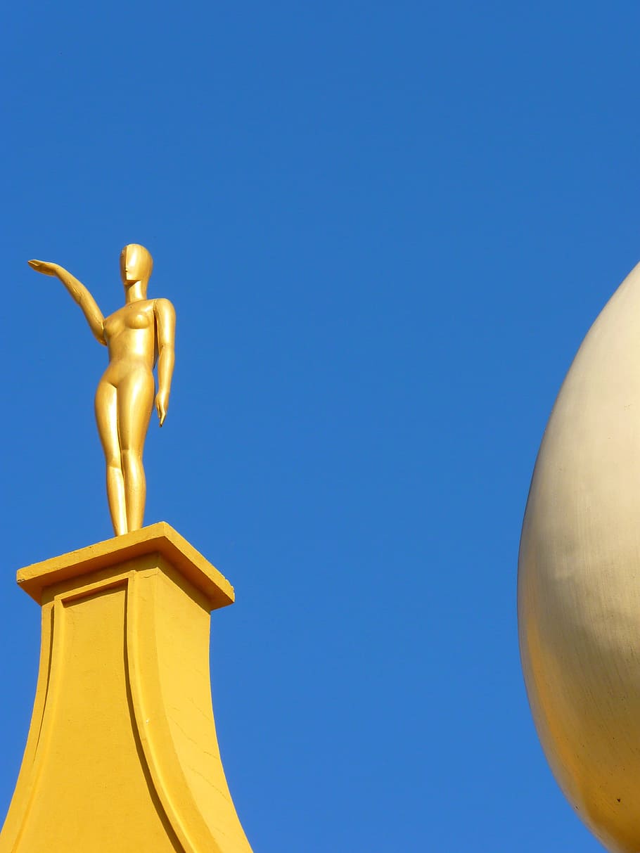 Figure, Golden, Egg, Egg, White, Museum, Dalí, figueras, spain, HD wallpaper